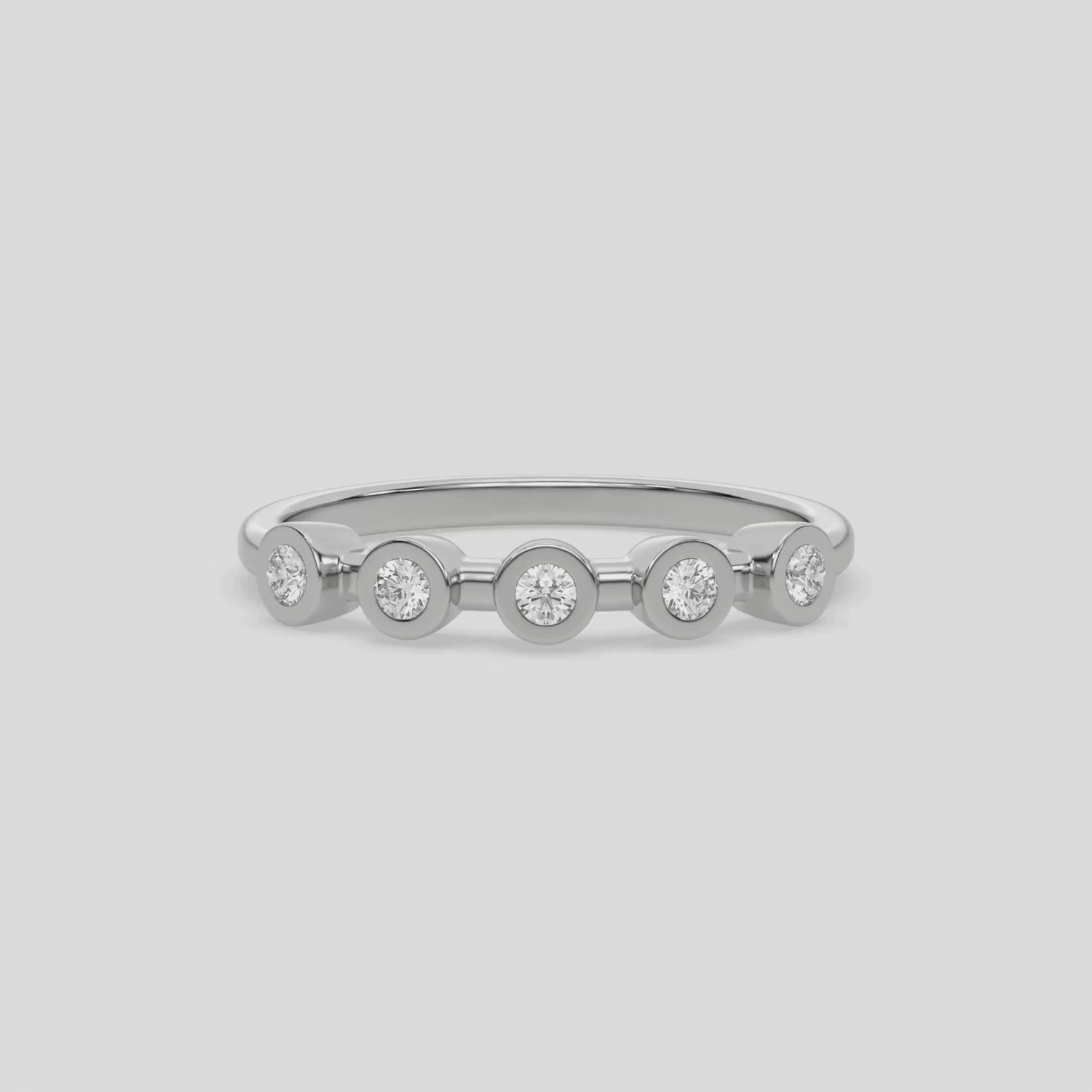 0.15 CT Five Natural Diamond Round Stacking Ring