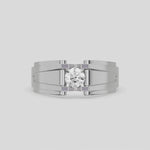 This video features a white gold V-shaped diamond ring features a dazzling 0.50 CT center diamond delicately secured in a captivating V-shaped setting with four prongs