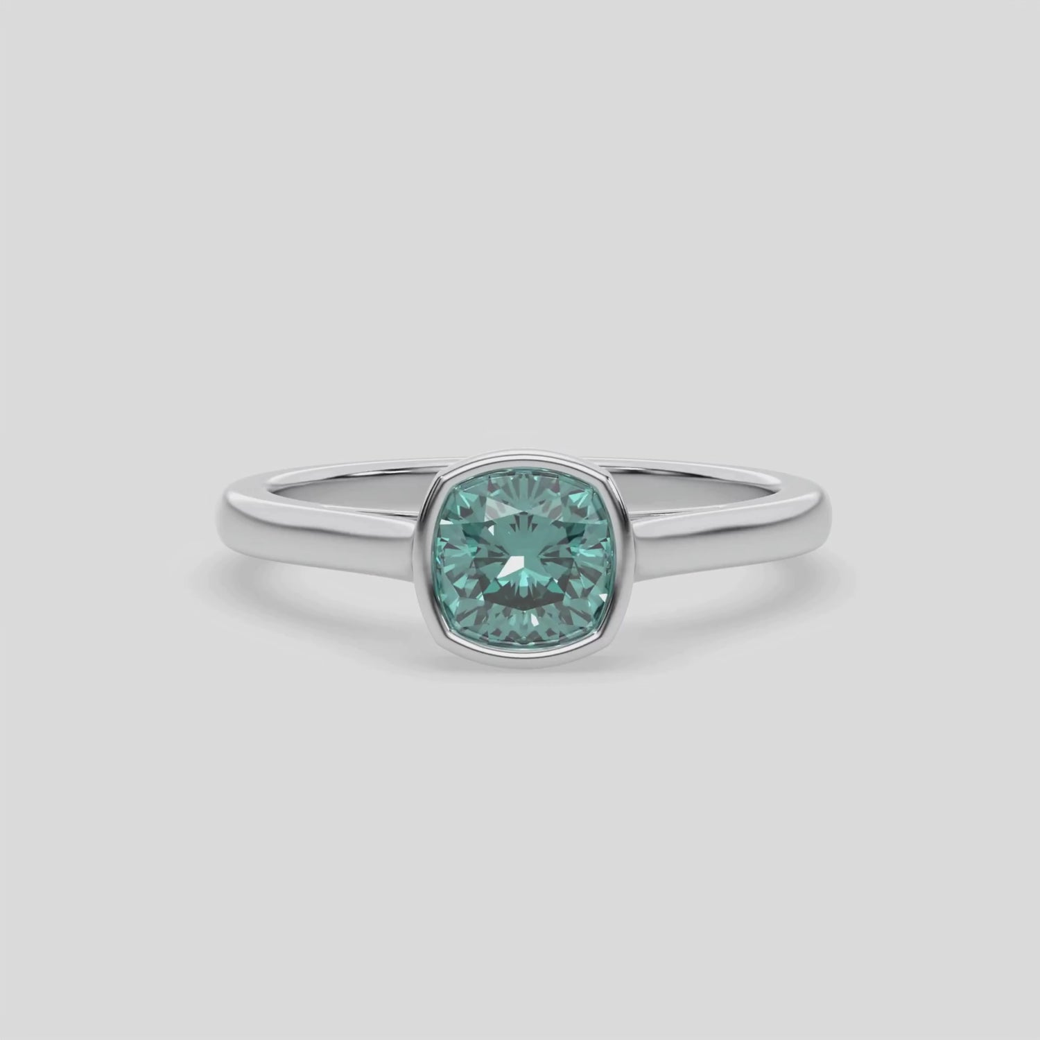 3 CT Fancy Green Diamond Cushion Bezel Engagement Ring