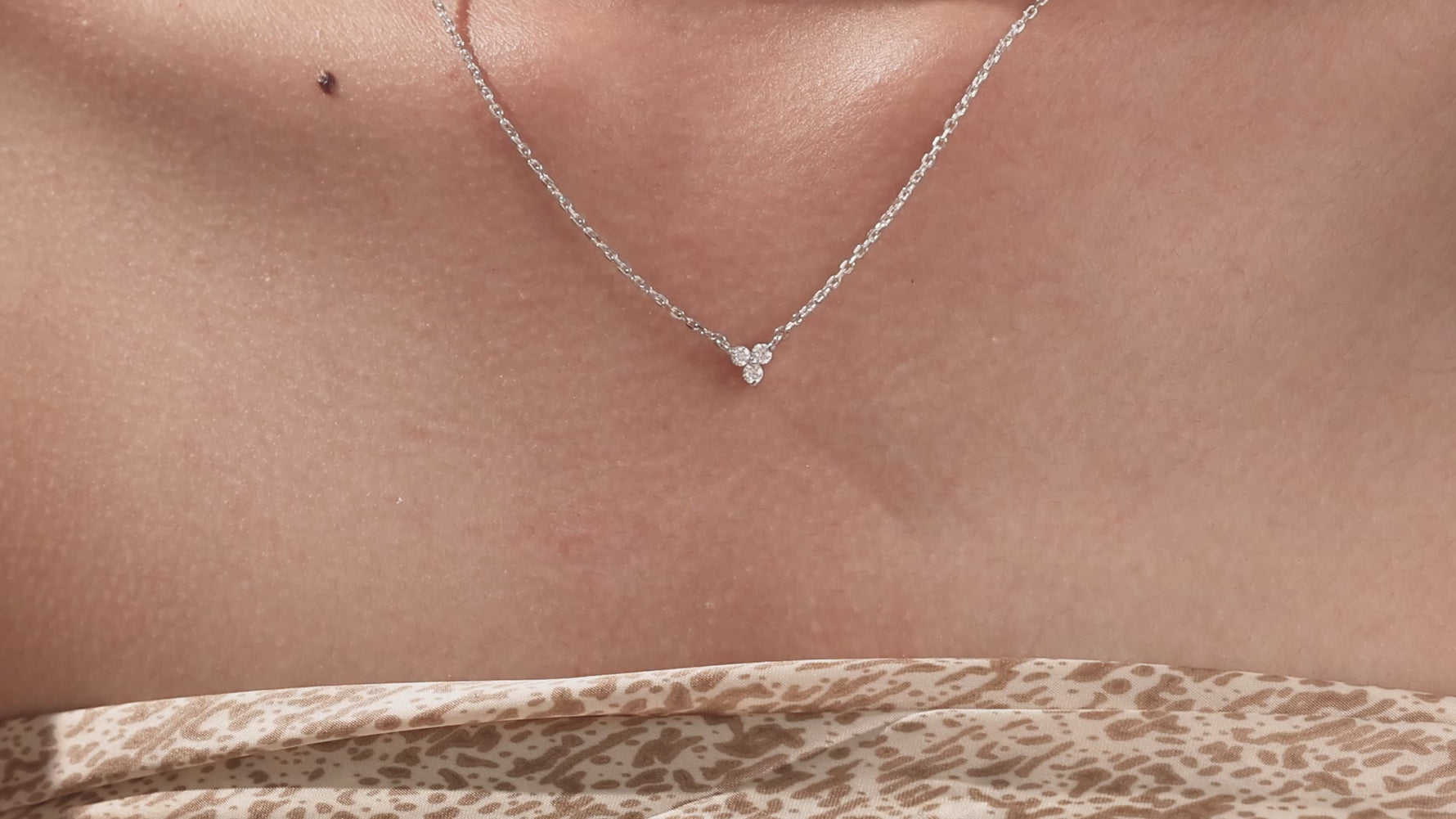 14K White Gold Trio Round Diamond Necklace