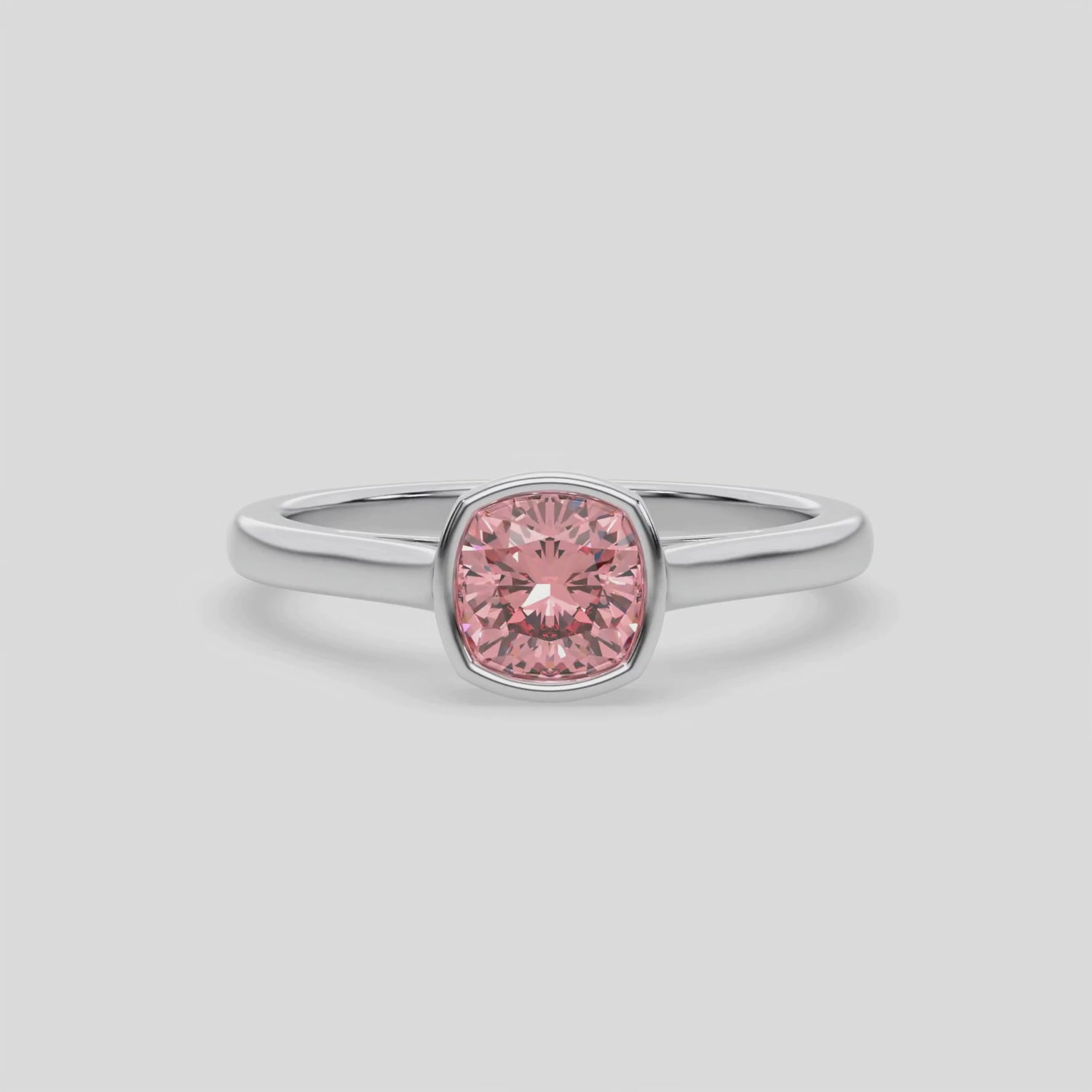 3 CT Fancy Pink Diamond Cushion Bezel Engagement Ring