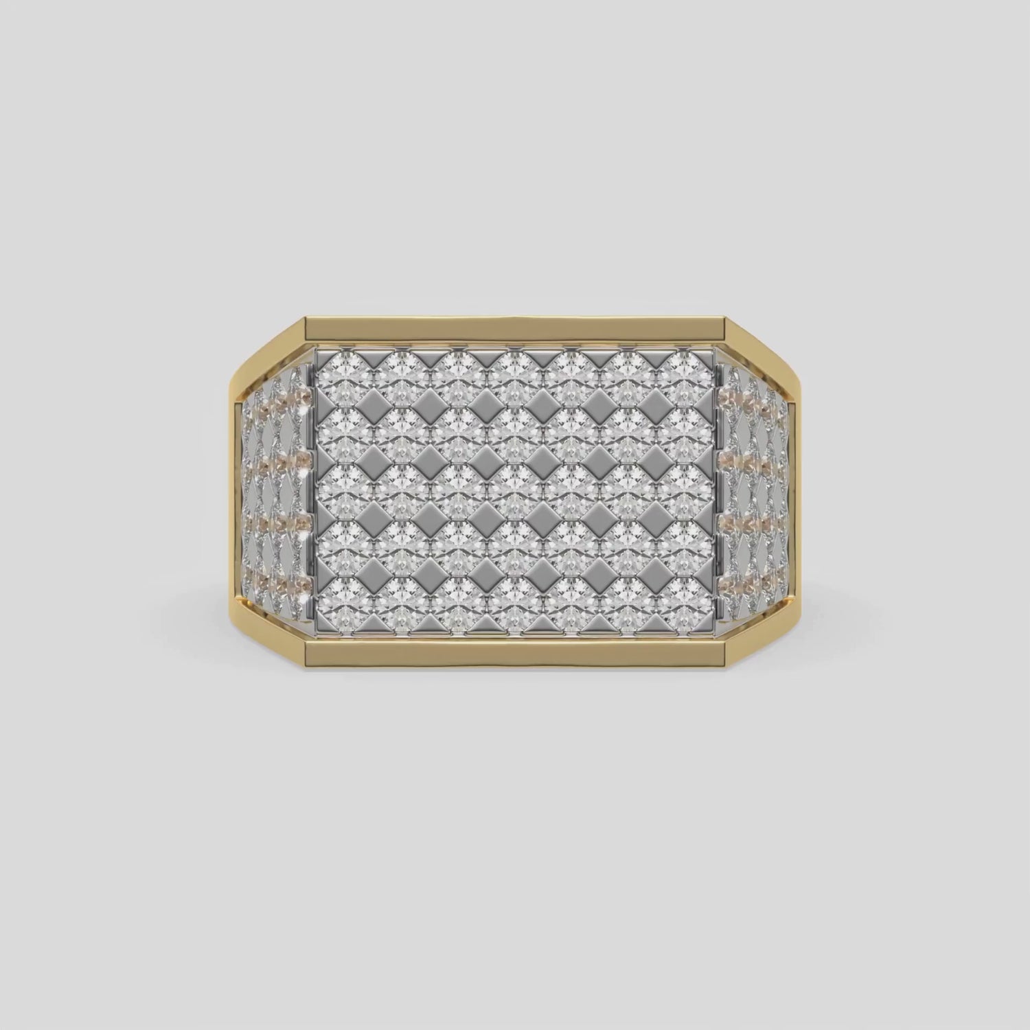 Indulge in sophistication with our dual-tone diamond cluster ring, expertly crafted from the finest solid gold and adorned with round brilliant-cut diamonds. The diamonds elegantly cascade along the shank in a pave setting