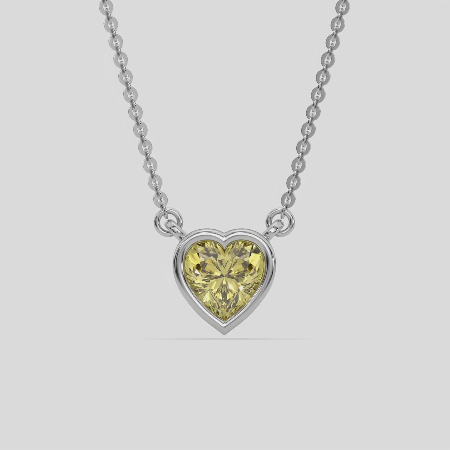 3 CT Fancy Yellow Diamond Heart Bezel Solitaire Necklace