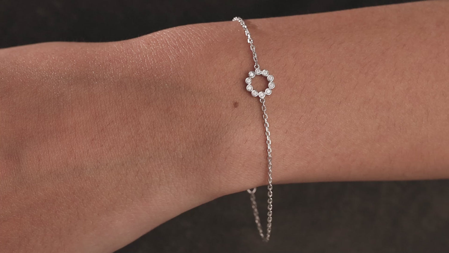 0.08 CT Natural Diamond Small Circle Bracelet