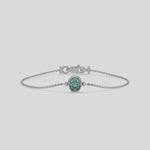 14K White Gold 1 CT Fancy Green Oval Solitaire Diamond Bracelet