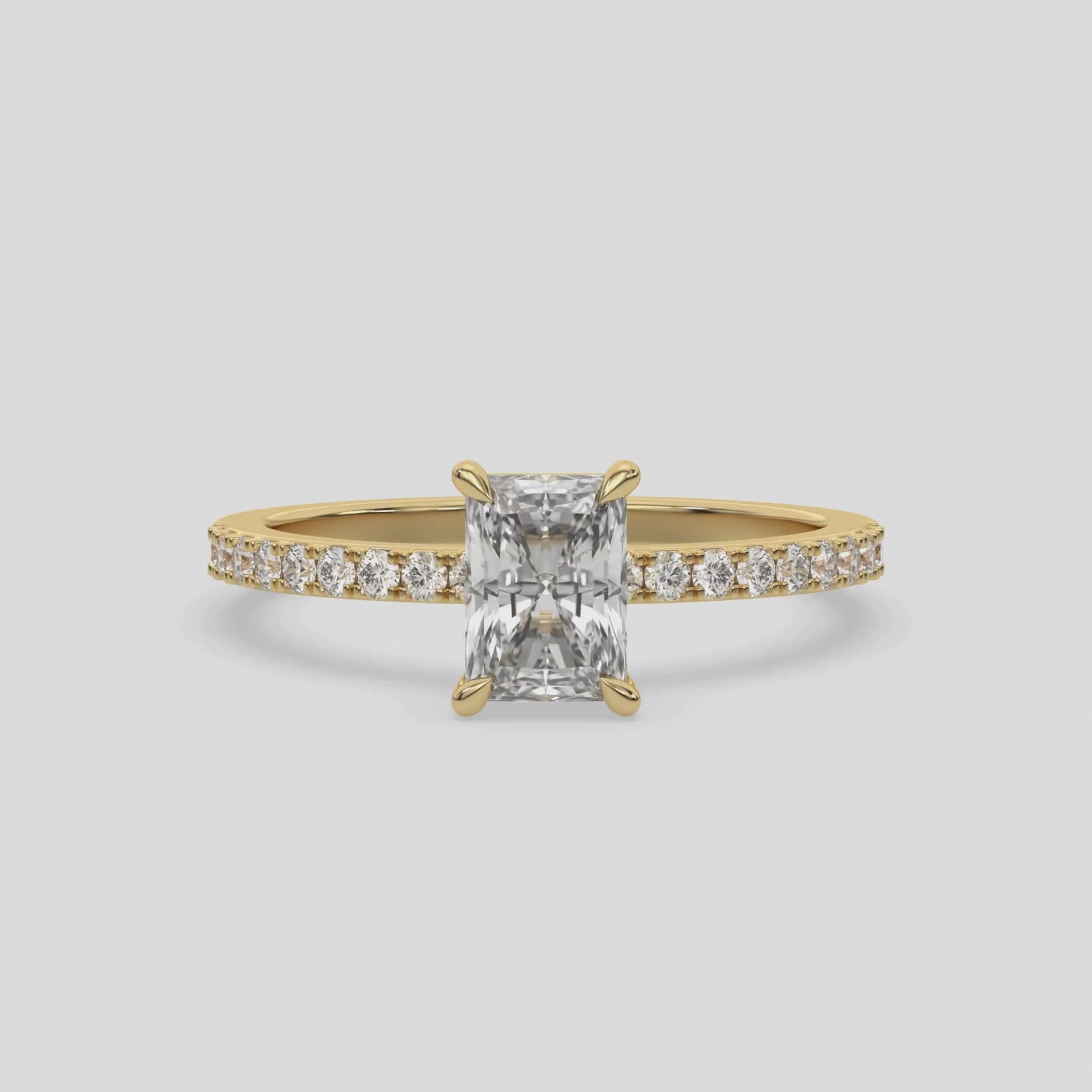 14K Yellow Gold 1 CT Radiant Solitaire Diamond Engagement Ring