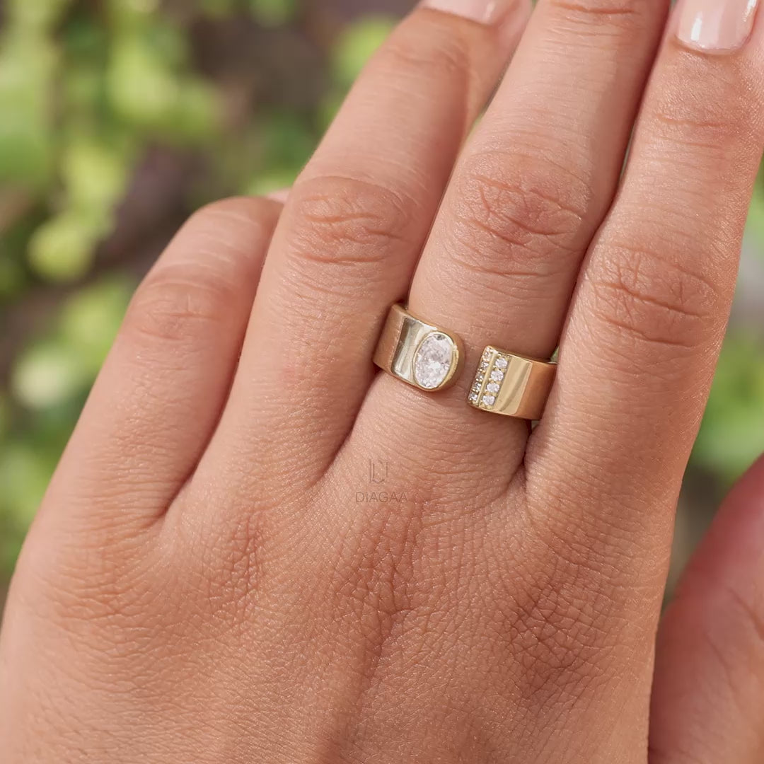 0.60 CT Oval Lab Diamond Statement Ring