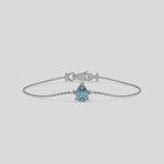 14K Gold 1 CT Fancy Blue Pear Solitaire Diamond Bracelet 