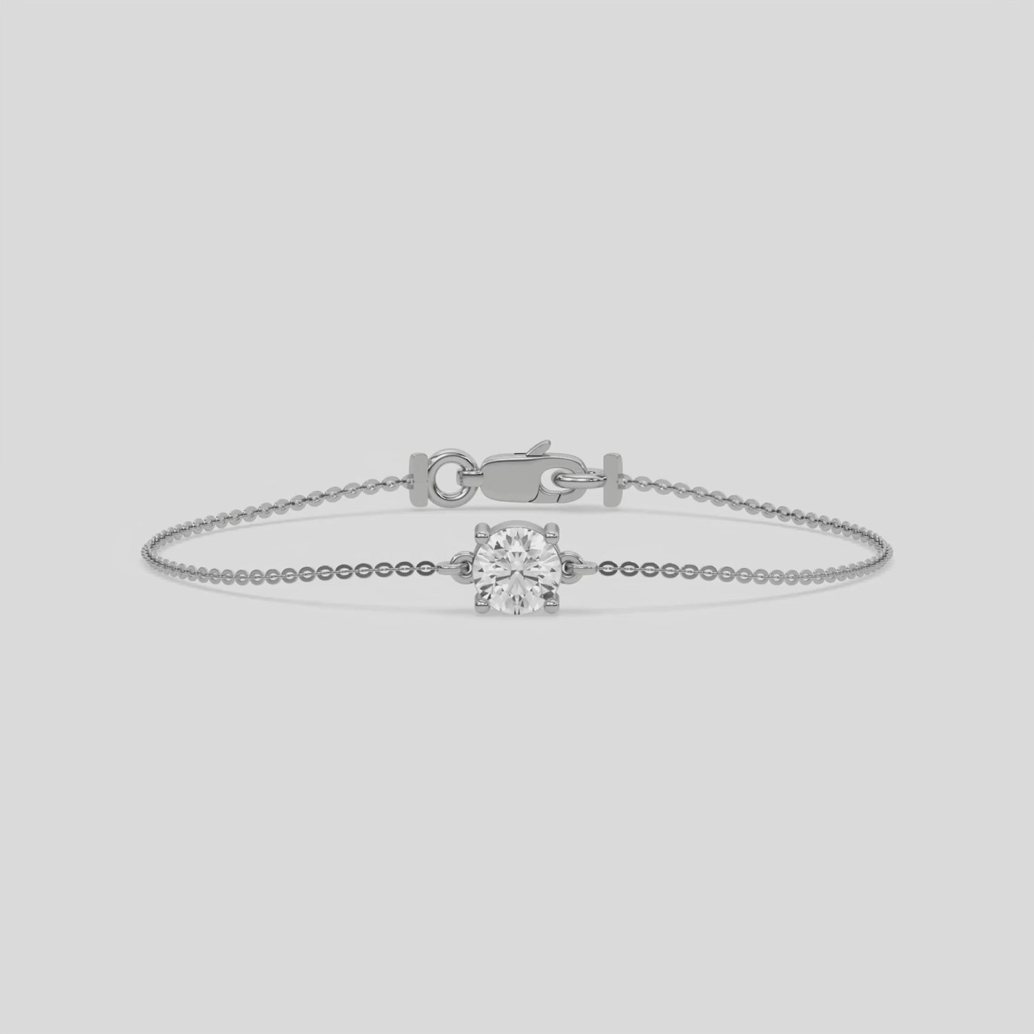 This video features a white gold Solitaire Round Diamond Bracelet made with round brilliant-cut diamond, securely set in prong setting