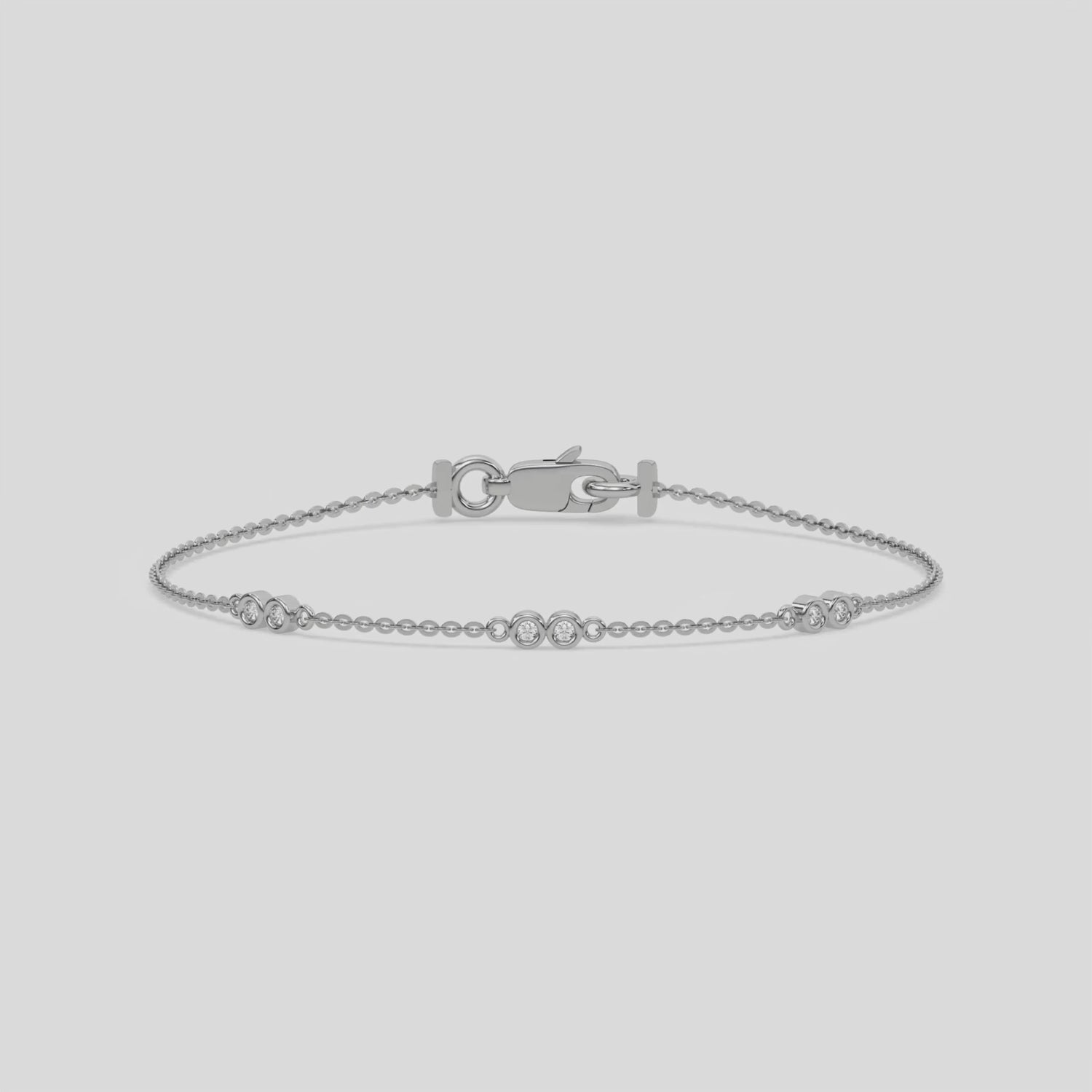 Dual Round Diamond Distance Bracelet made with round brilliant-cut diamond set at a distance and securely set in bezel setting