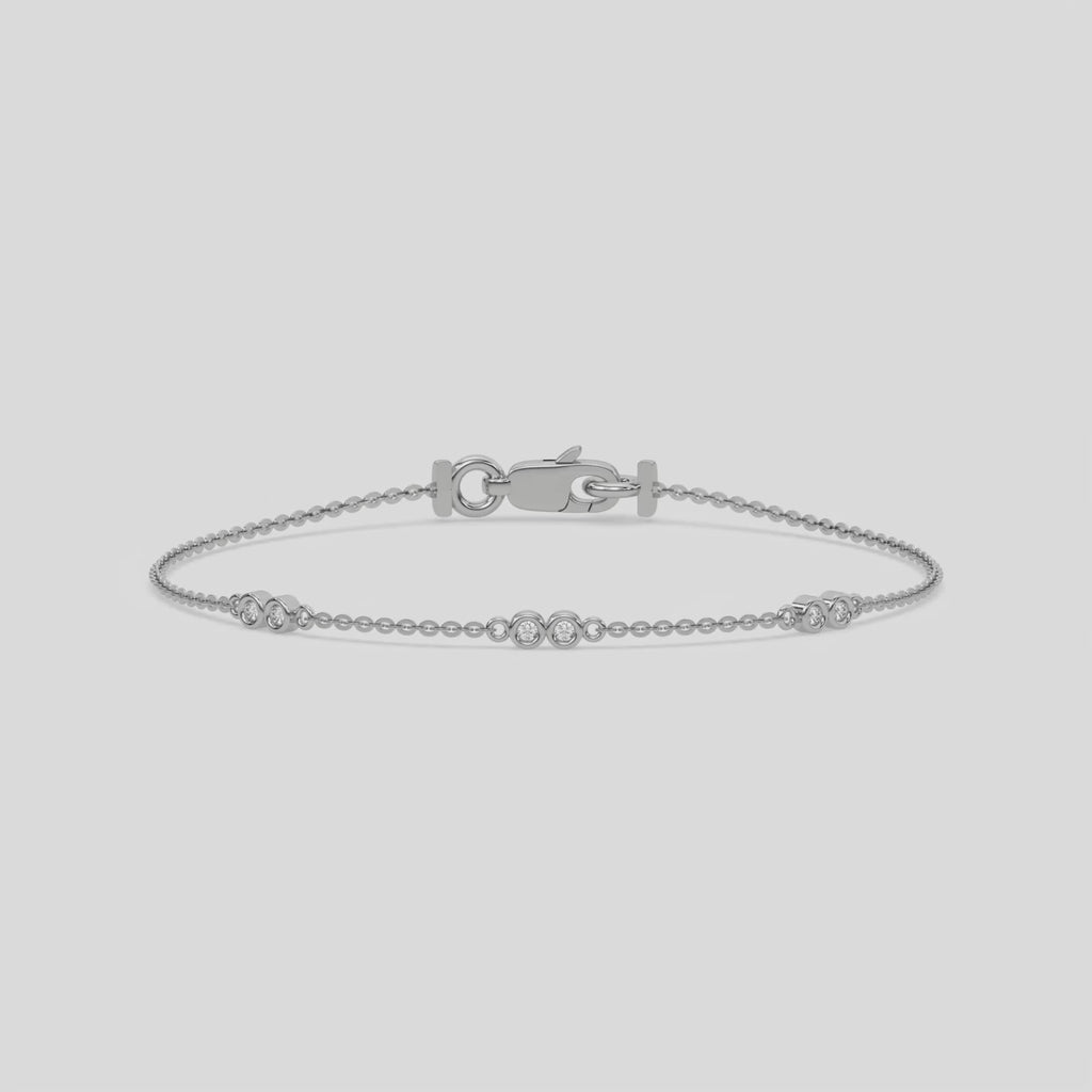 Dual Round Diamond Distance Bracelet made with round brilliant-cut diamond set at a distance and securely set in bezel setting