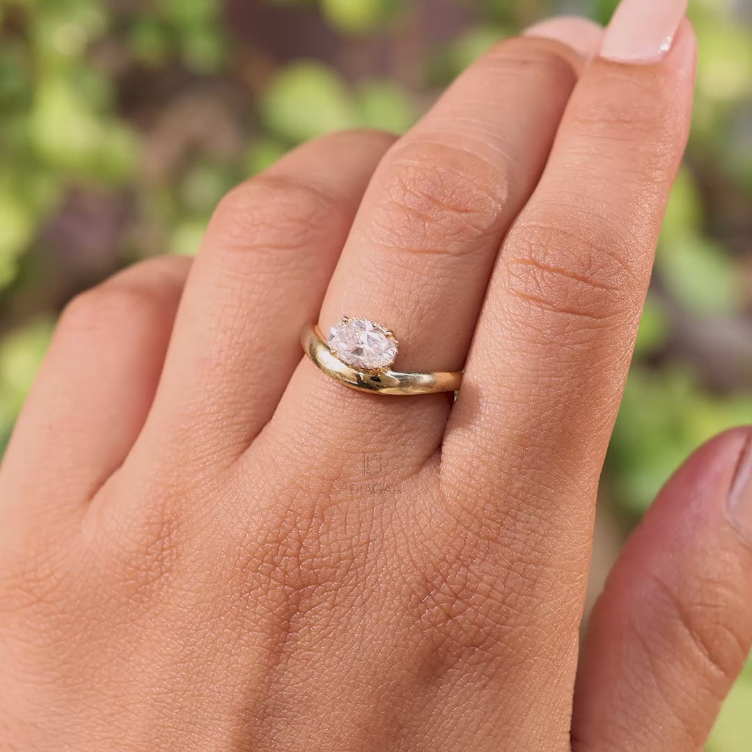 Oval Lab Grown Diamond Curve Ring