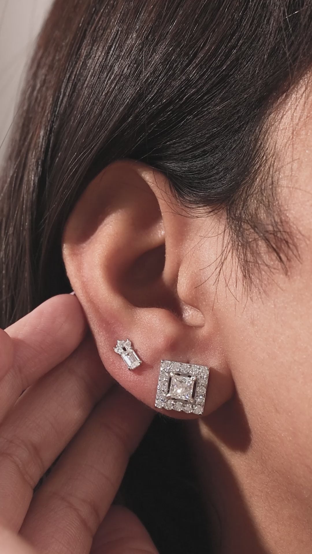 Emerald diamond Crown Earring