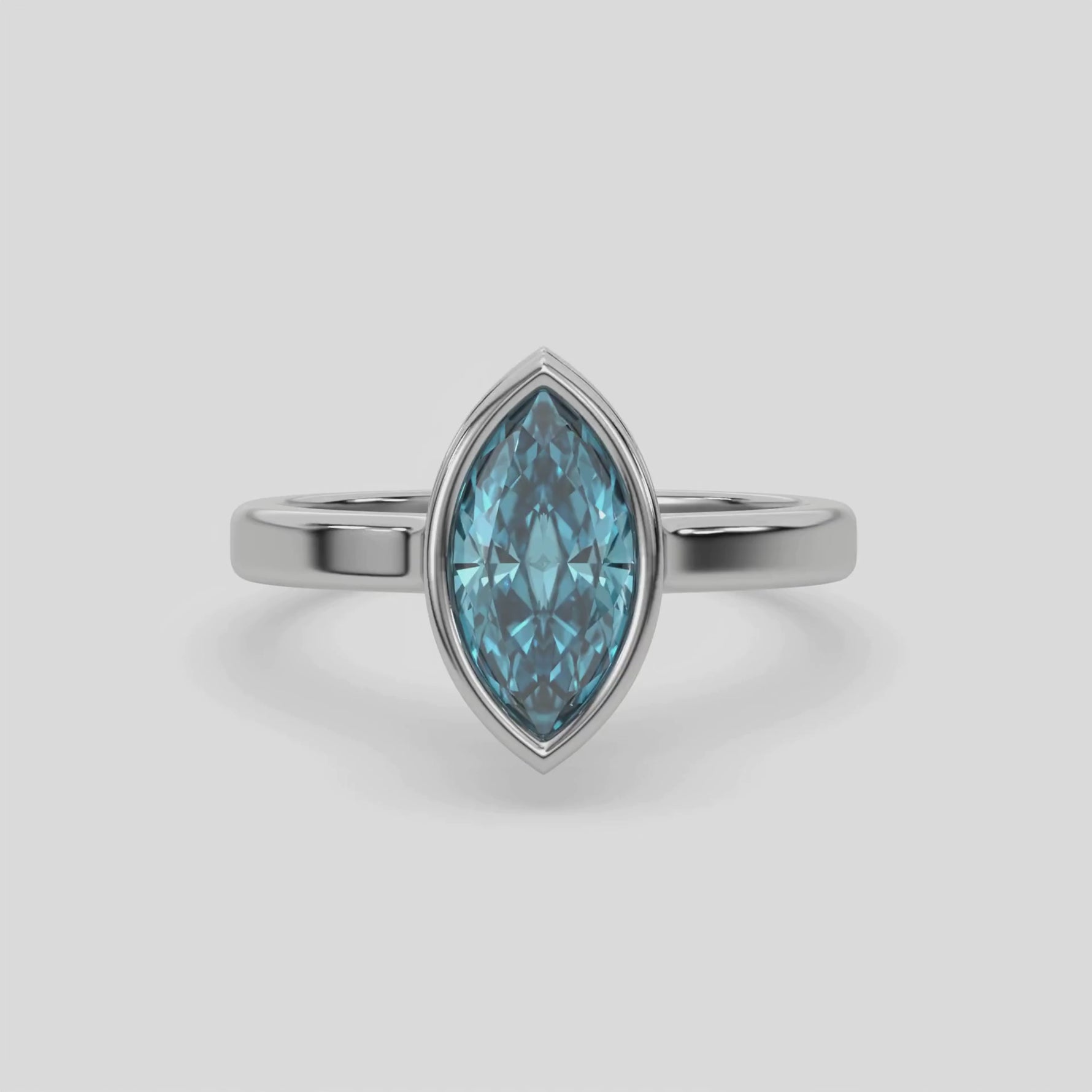 14K White Gold 2 CT Fancy Blue Marquise Diamond Engagement Ring