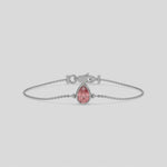 14K White Gold 1 CT Fancy Pink Pear Solitaire Diamond Bracelet 