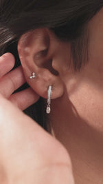 Oval Diamond Dangle Hoops Earring 