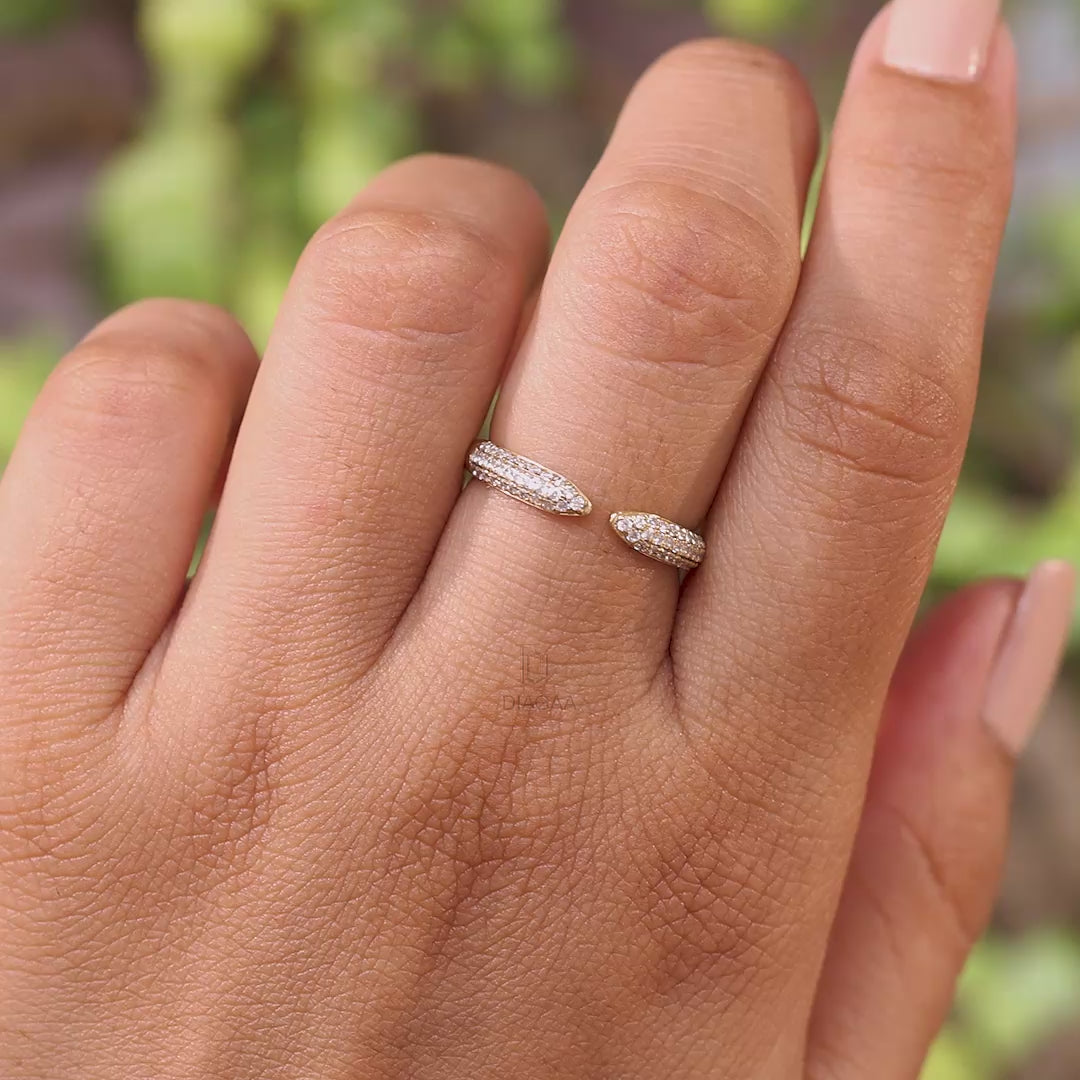 0.25 Lab Grown Diamond Claw Cuff Ring
