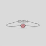 14K White Gold Fancy Pink Round Solitaire Diamond Bracelet 