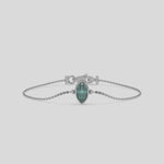14K White Gold Fancy Green Marquise Diamond Bracelet