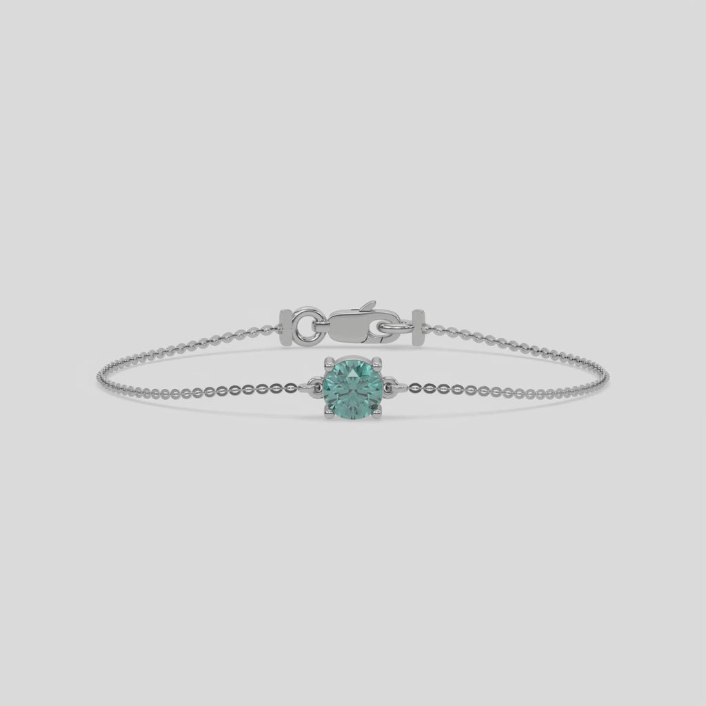 Fancy Green Solitaire Round Diamond Bracelet made with fancy Green round brilliant-cut diamond, securely set in prong setting