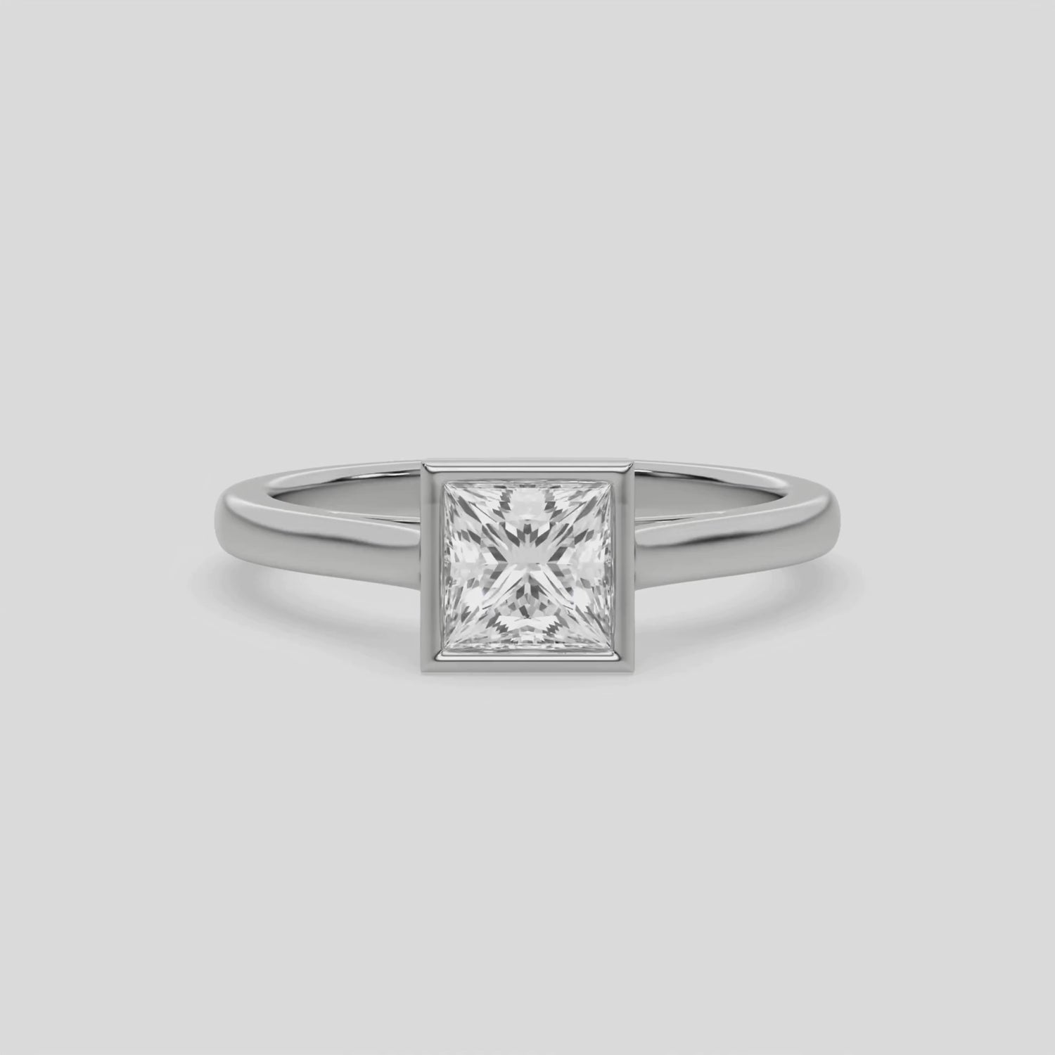 1 CT Lab Diamond Princess Cut Bezel Ring