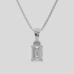 18K White Gold Emerald Solitaire Diamond Necklace
