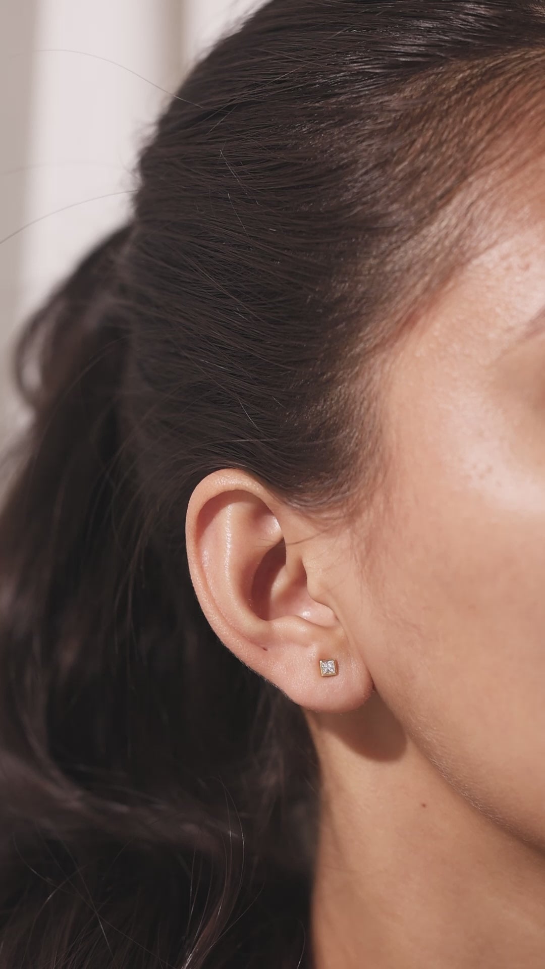 Princess Cut Bezel Earring 