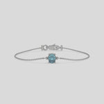  Fancy Blue Solitaire Oval Diamond Bracelet made with fancy Blue oval diamond, securely set in prong setting