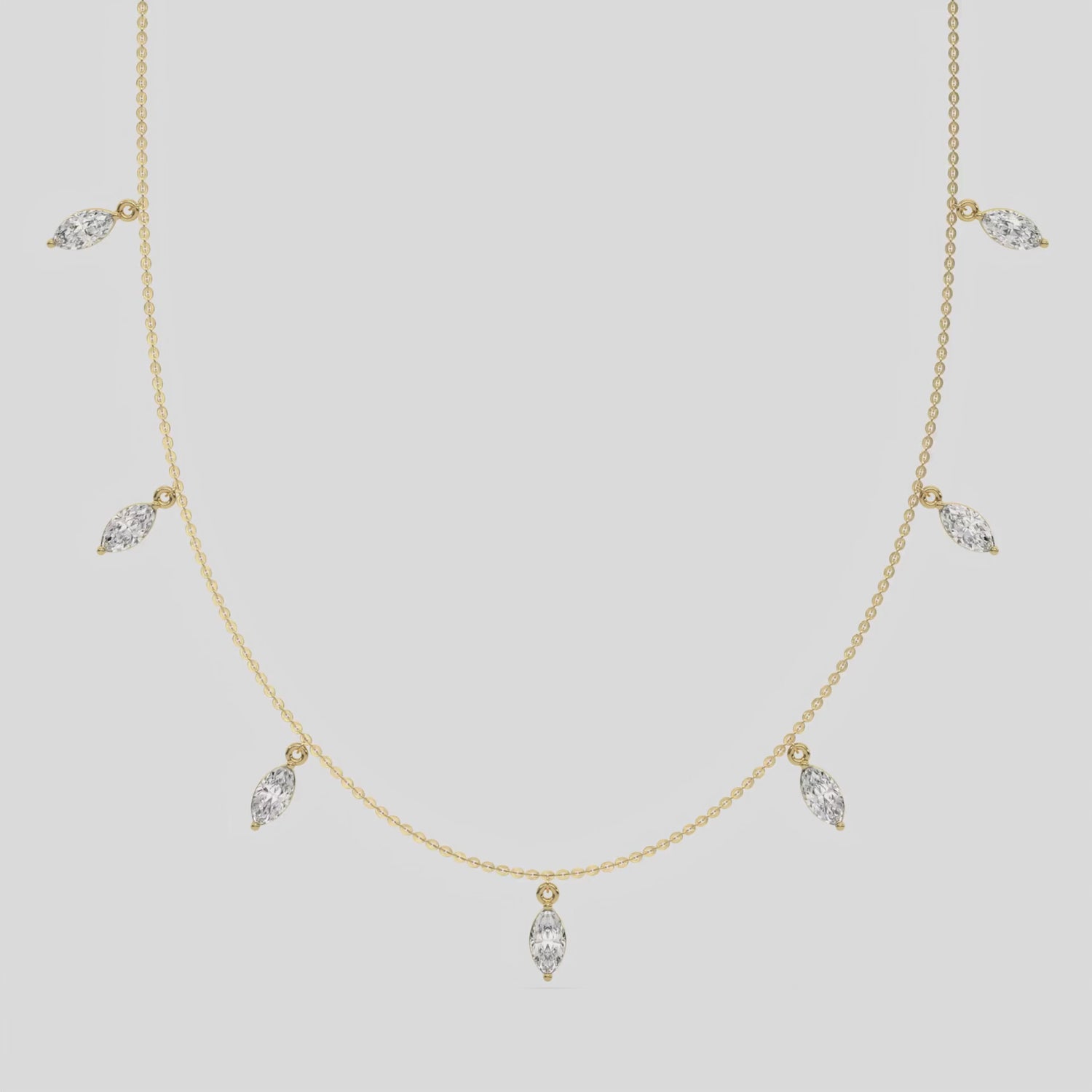 2.80 Seven Lab Diamond Marquise Dangling Necklace