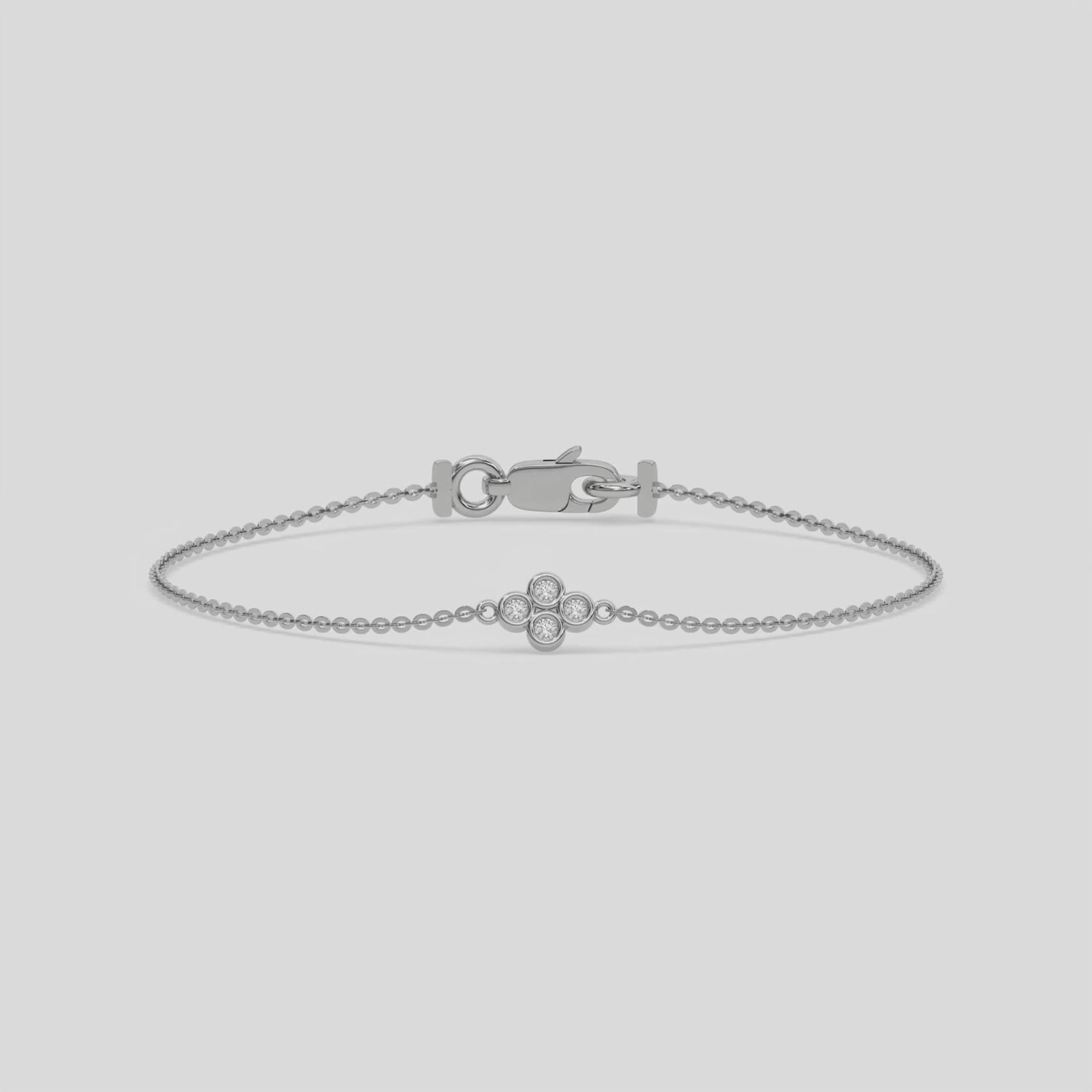 Floral Diamond Bracelet made with four round brilliant-cut diamond securely set in bezel setting