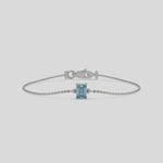 14K White Gold Fancy Blue Emerald Solitaire Diamond Bracelet 