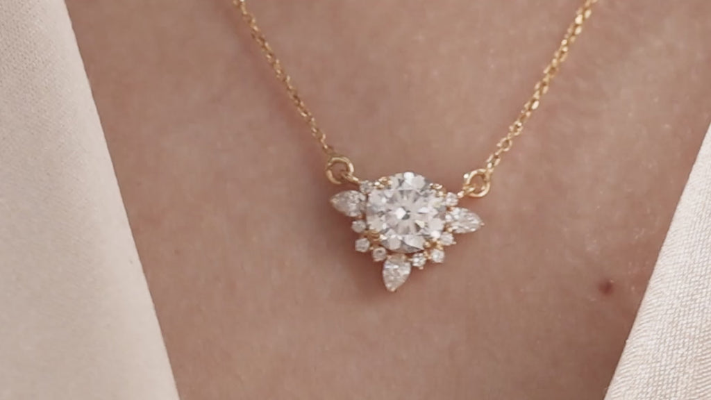 Round Diamond Gold Necklace 