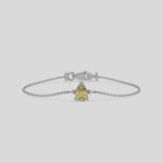 18K White Gold Fancy Yellow Pear Solitaire Diamond Bracelet 