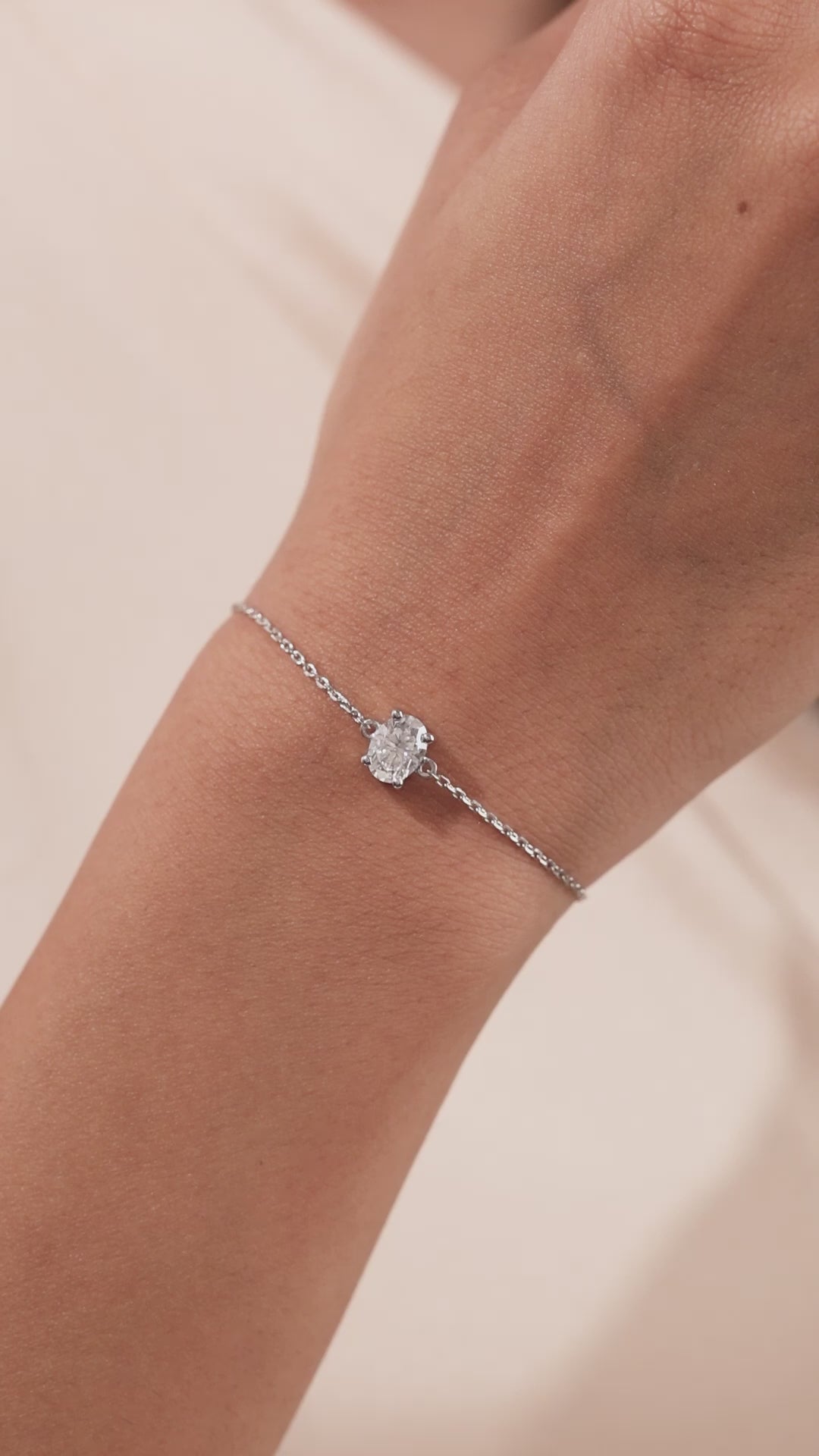 Oval Diamond Solitaire Bracelet 