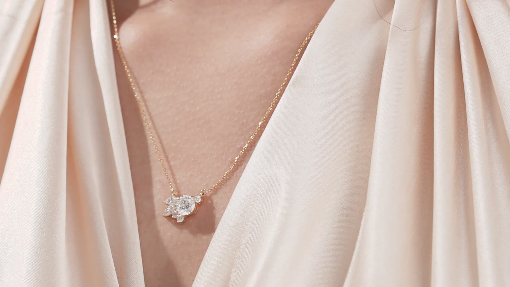 Round and Marquise Diamond Necklace 