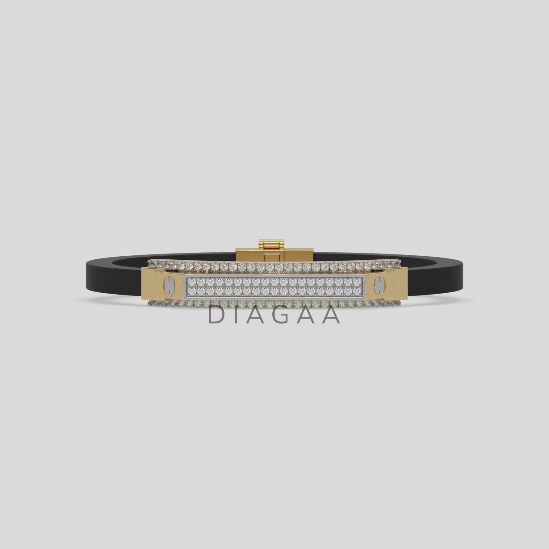 18K Yellow Gold Round Diamond Link Bracelet 