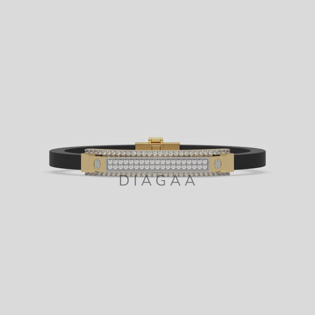 18K Yellow Gold Round Diamond Link Bracelet 