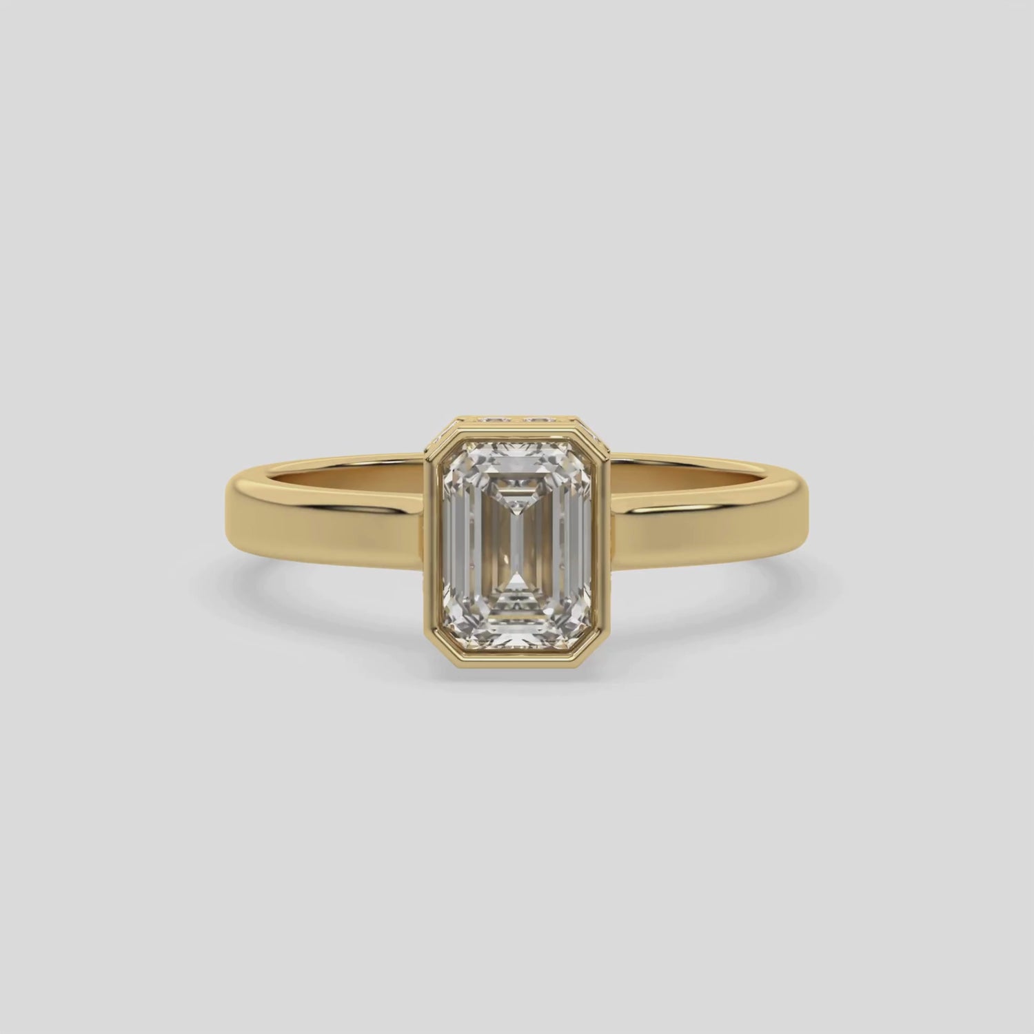 1 CT Natural Diamond Emerald Cut Hidden Halo Engagement Ring