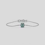 14K White Gold Fancy Green Emerald Solitaire Diamond Bracelet 