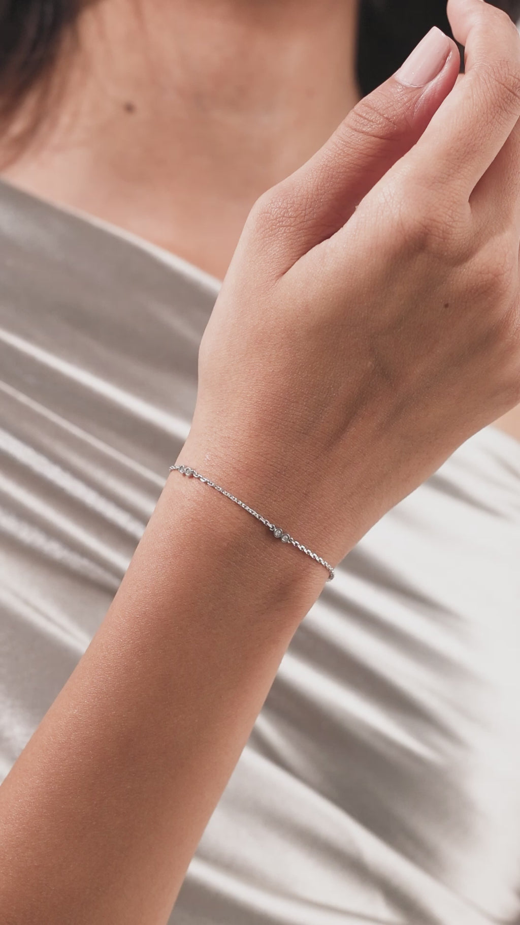 14K White Gold Natural Round Cut Diamond Bracelet