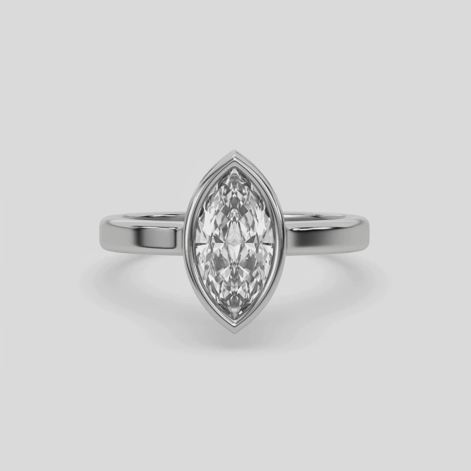 1 CT Lab Diamond Marquise Cut Hidden Halo Bezel Ring