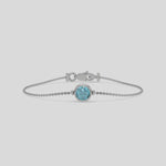 Fancy Blue Solitaire Round Diamond Bracelet made with fancy Blue round brilliant-cut diamond, securely set in bezel setting