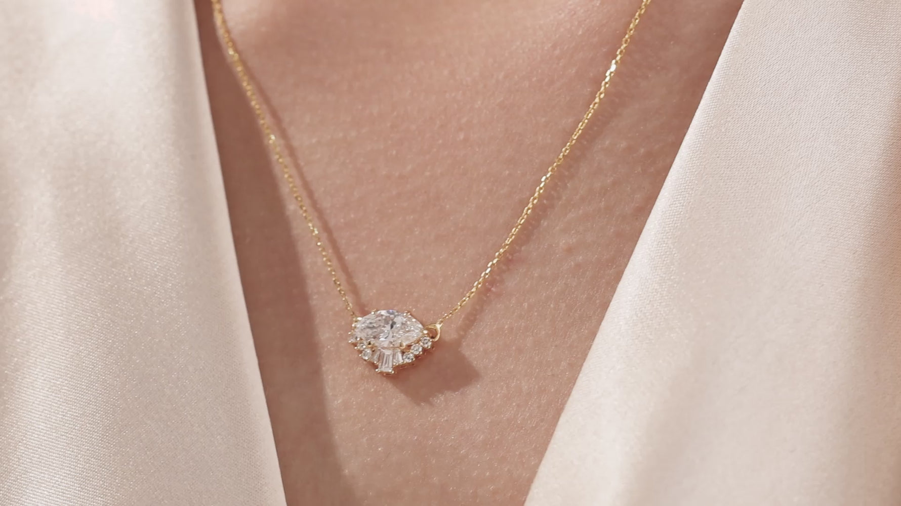 Baguette Diamond Cluster Necklace