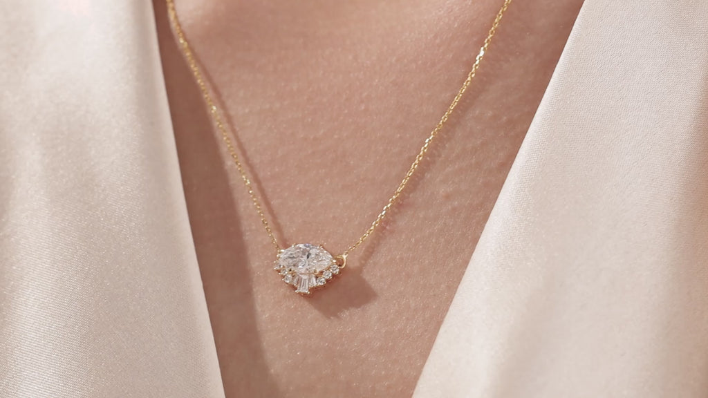 Baguette Diamond Cluster Necklace