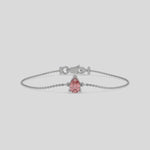 18K White Gold 1 CT Fancy Pink Pear Solitaire Diamond Bracelet 