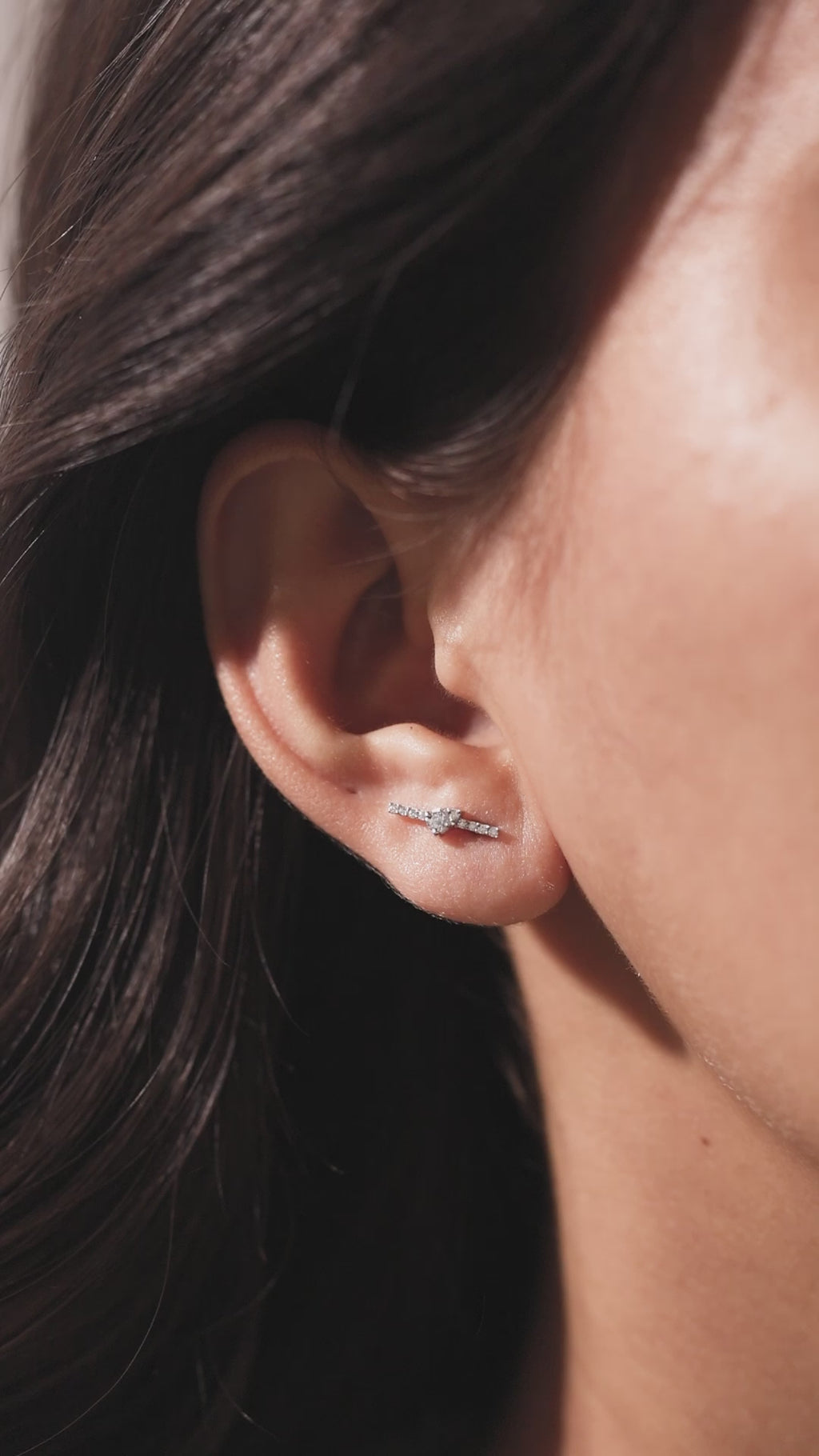 Pear Diamond Gold Bar Earring 