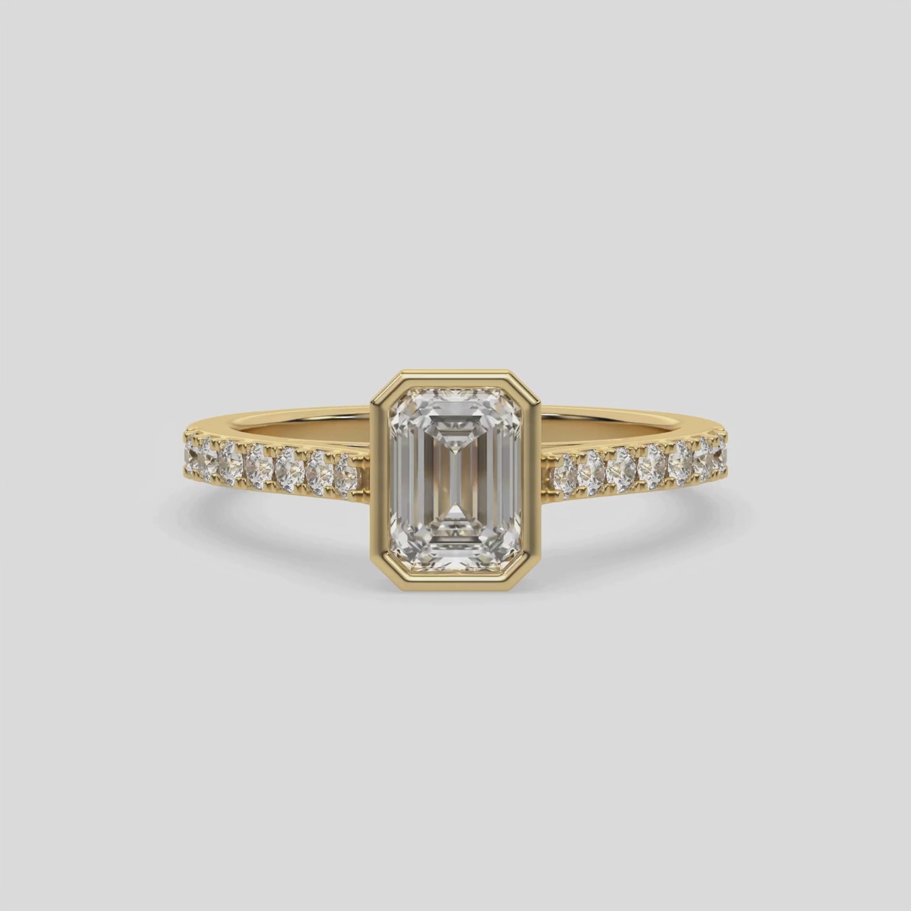 14K Yellow 1 CT Gold Emerald Diamond Engagement Ring