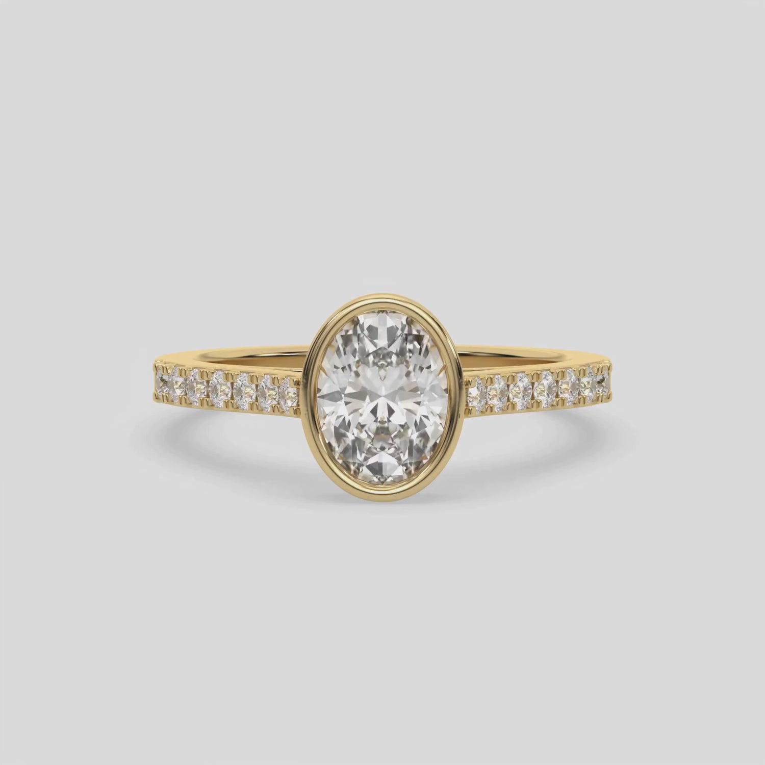 1 CT Lab Diamond Oval Cut Bezel Engagement Ring