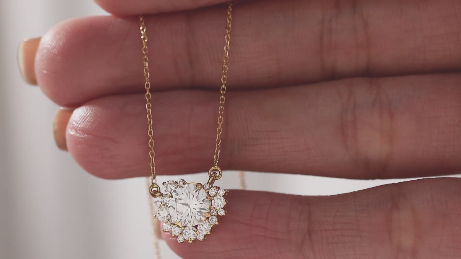 Round Cut Cluster Necklace 