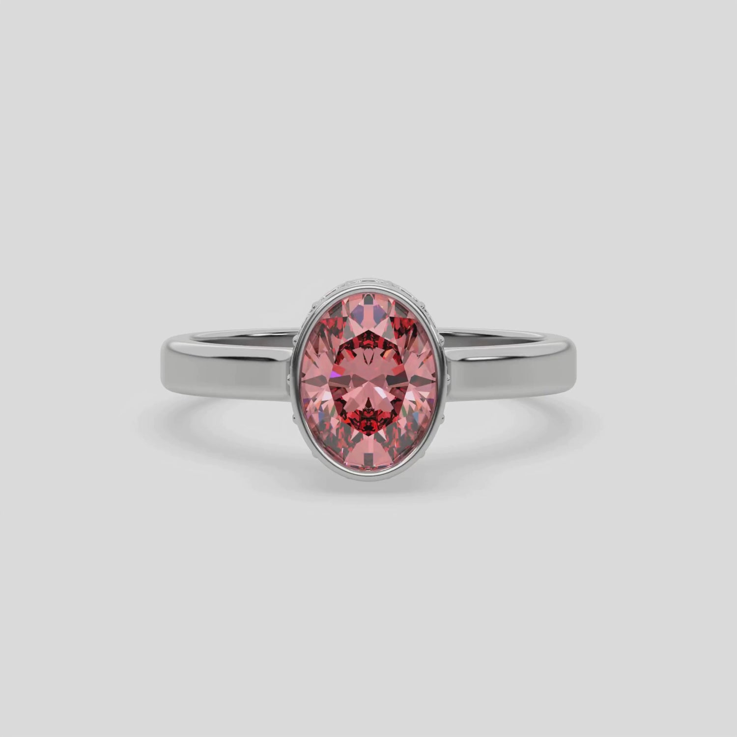 3 CT Fancy Pink Diamond Oval Hidden Halo Engagement Ring